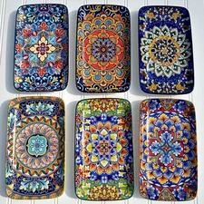 VANCASSO Simi 6-Piece Porcelain Plates Set 8.5 Inch Dessert Sushi Boho NEW