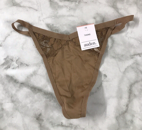 Auden Brown Smooth Satin Slippery String Bikini Panties Women's Size XS