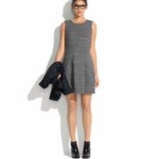 Madewell dovetail dress black white running stitch size 4