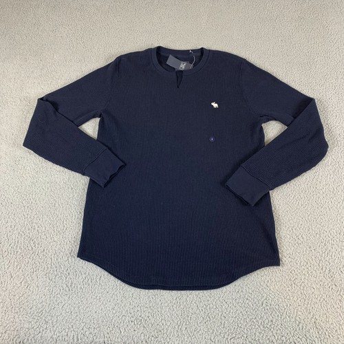 Abercrombie & Fitch Shirt Damen Large Blau Pullover Langarm Split Neck