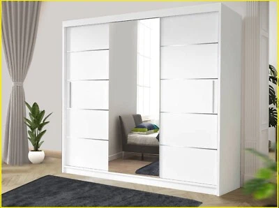 TRACK-D Modern Sliding Door Wardrobe with Spacious Shelves and Hanging Rails