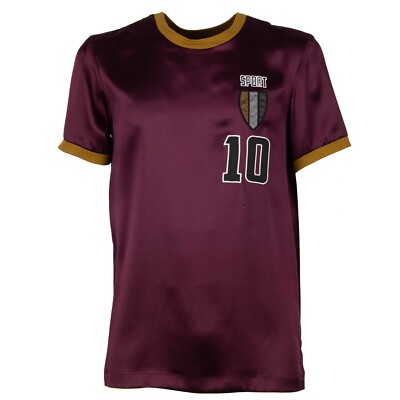 DOLCE & GABBANA Seide T-Shirt mit Sport 10 Stickerei Lila Gold 11084