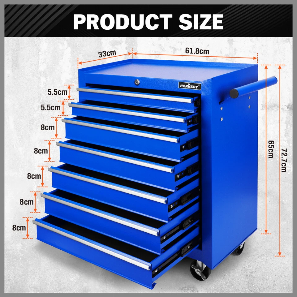5/7 Drawer Tool Box Trolley Cabinet Storage Cart Garage Toolbox Organiser Set - image 4 of 4