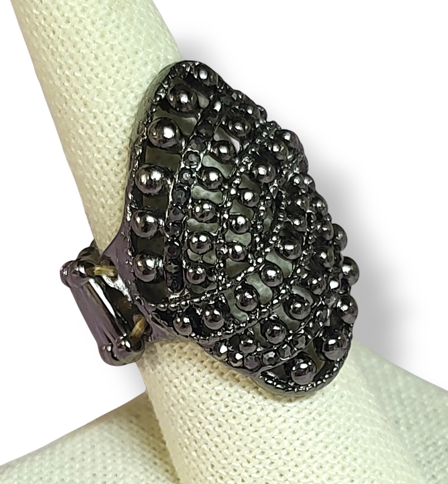 Adjustable Gunmetal Chunky Statement Ring - image 5