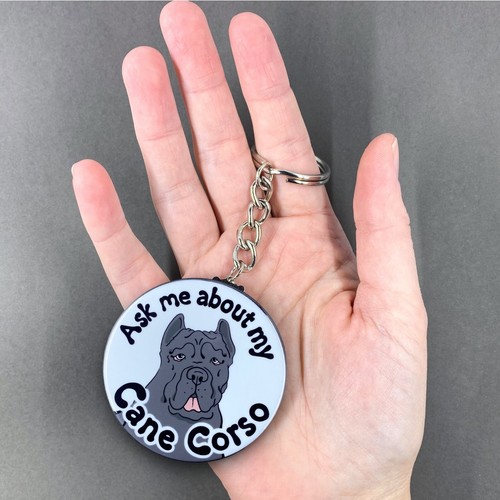 Llavero Cane Corso Pregúntame Sobre Mi Perro Accesorios Hechos a Mano - Negro - Imagen 3 de 4