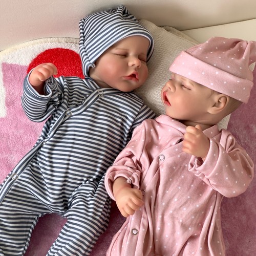 Newborn Baby Doll Girls Twins 18" Lifelike Reborn Baby Dolls Full Vinyl Silicone - Picture 2 of 5