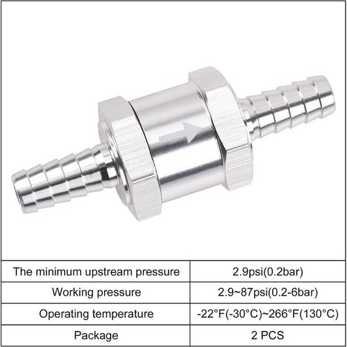 Aluminium 1/4 6mminch Fuel Check Valve One Way Inline Non Return Diesel Gasoline - Picture 5 of 5