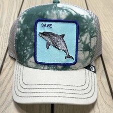 Goorin Bros Animal The Farm Trucker Baseball Snapback Hat Cap Smart Dolphin Blue
