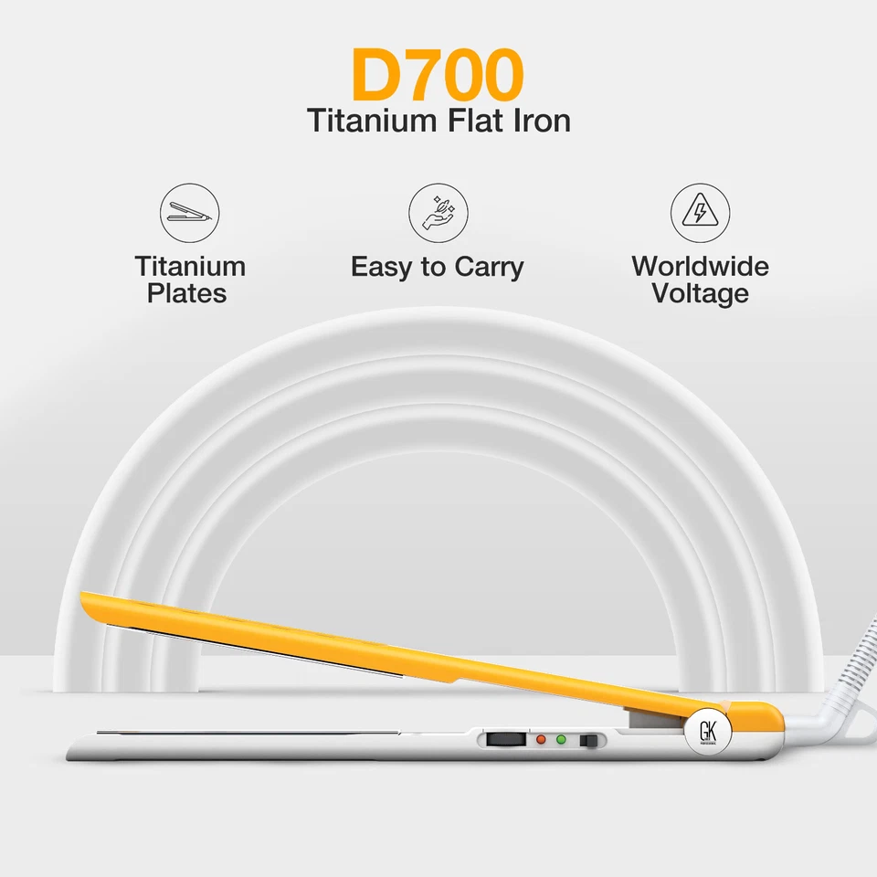 Plancha plana de titanio GK HAIR D700 - Plancha de pelo profesional, apagado automático, 150-232 °C Foto 3 de 4