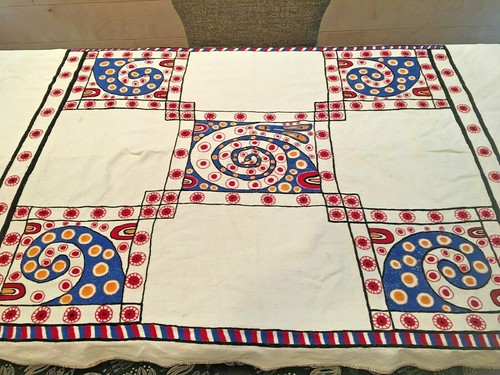 Vintage Multicolor Hand Embroidered Rectangle Throw Blanket 46.5x76 in - Picture 2 of 12