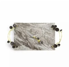 Michael Aram Stainless, Brass & Marble Monet's Garden Cheese Board w/ Knife