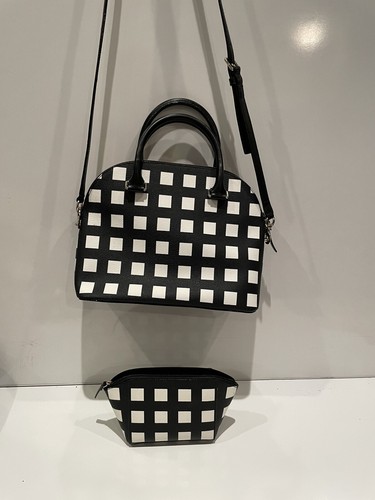 Kate Spade Pop Art Check Carli Grove Street Satchel Purse Shoulder Bag & Pouch - Picture 6 of 10