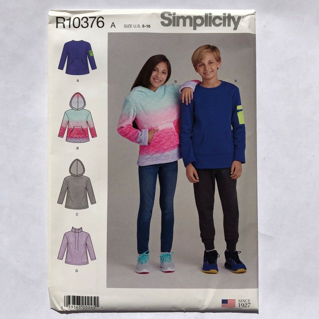 Simplicity R10376 Pullover Hoodie for Boys & Girls Sz 8-16 Uncut Pattern S9028 for sale online 