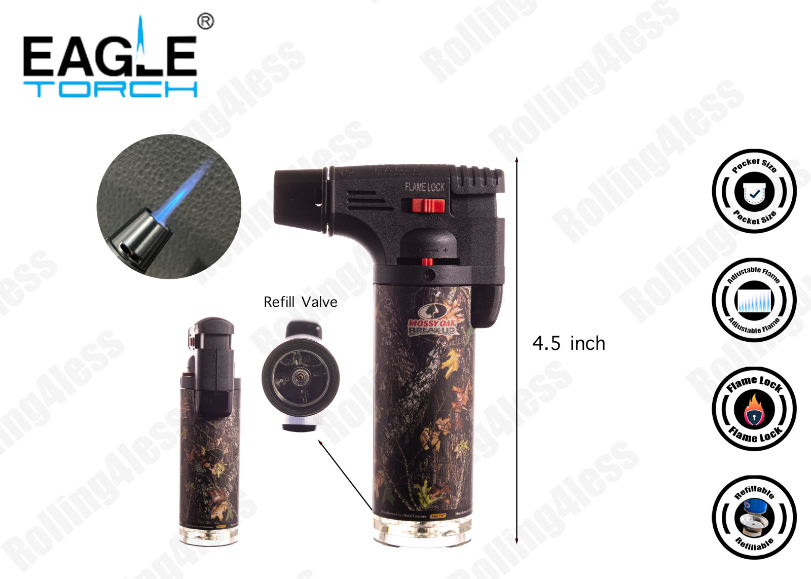 🔥Eagle Torch MOSSY OAK Angle Single Flame Torch Lighter | 3 pcs Deal