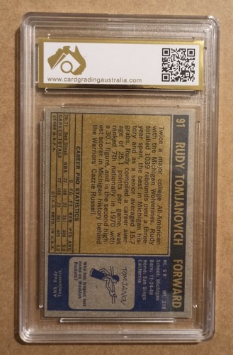 Rudy Tomjanovich Rookie Topps 1971/72 - NBA Card #91 - CGA 8.5 NM/MINT+ not PSA - Picture 2 of 2