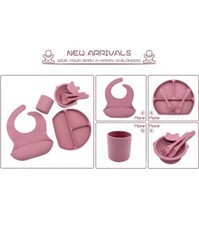 Silicone baby feeding set, 6 pieces-BPA Free, Baby feeding supplies with suction