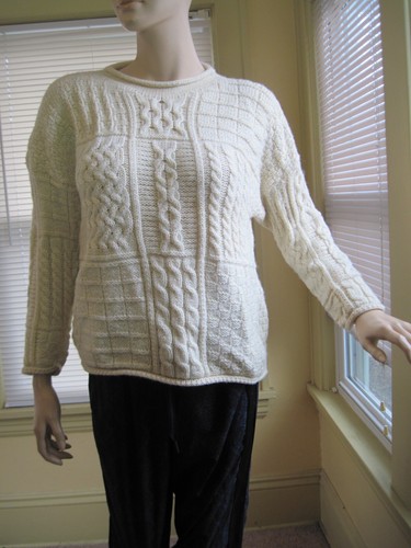 Blarney Woolen Mills Sweater Men's XL Ivory Fisherman Wool Cable Knit Ireland
