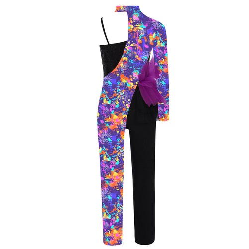 Kids Girls Jumpsuit Rhythmic Bodysuit Workout Rompers Dance Unitard Ballet Show - Picture 30 of 51