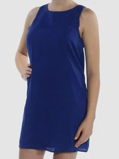 $150 One Clothing Women's Blue Crewneck Sleeveless Casual Shift Dress Size Large