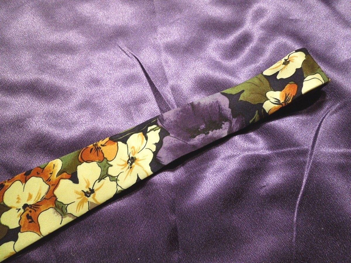 Lot De 2 Cravates 100% Soie Guy Laroche & Talbot Studio - Motif Floral Marron/violet