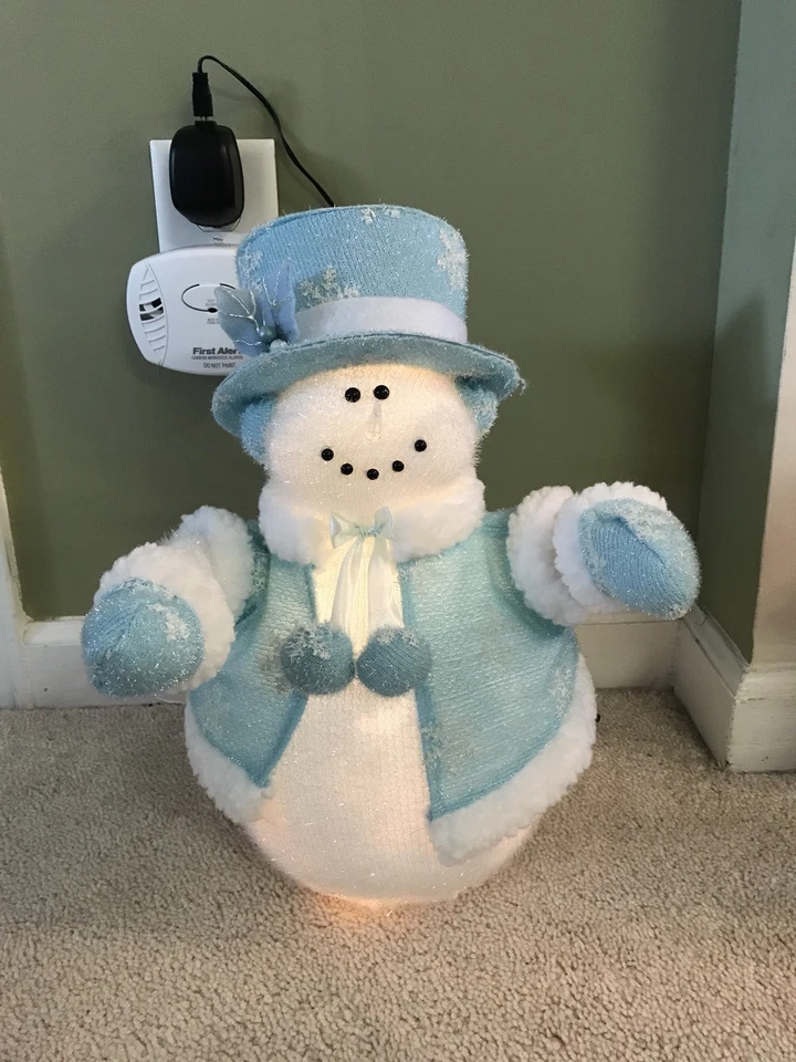 Fiber Optic Revolving Snowflakes 14" Lamp In Box Blue and White - Image 4 of 4