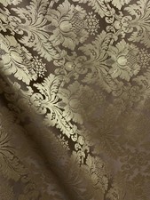BROWN GOLD Damask Jacquard Brocade Flower Floral Fabric 110 in. Sold BTY