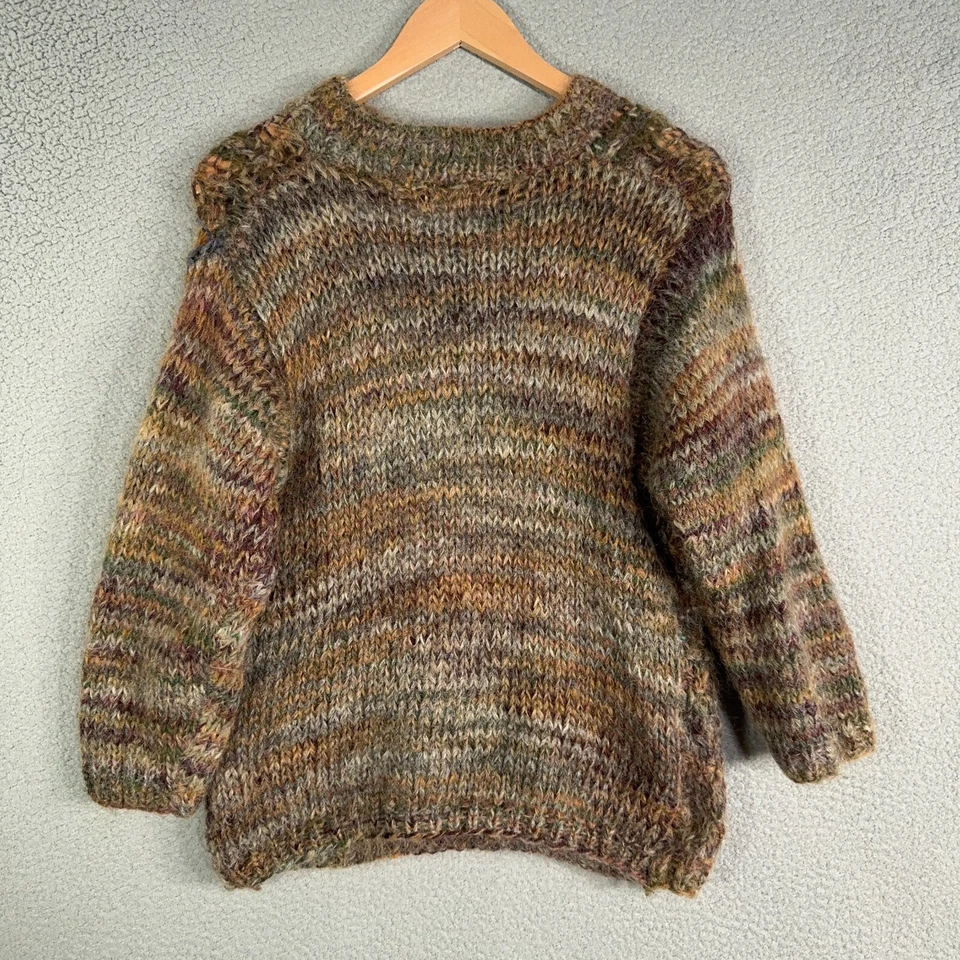 Vintage Hand knit Sweater Womens small Sweater Wool Blend Artisan Rustic Fuzzy - Image 2 of 4