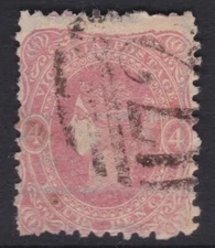 c. 1860 VIC 4d Red QV Beaded Ovals Victoria Australia Used           REF: QVB063