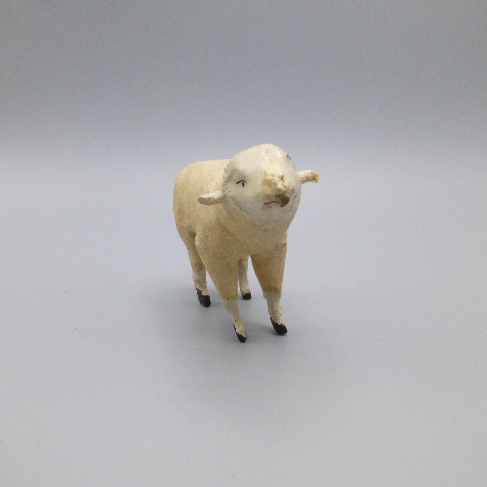 Vintage Sheep Lamb Figurine Flocked Stick Leg Compo Nativity Animal Putz Japan - Photo 7 sur 8
