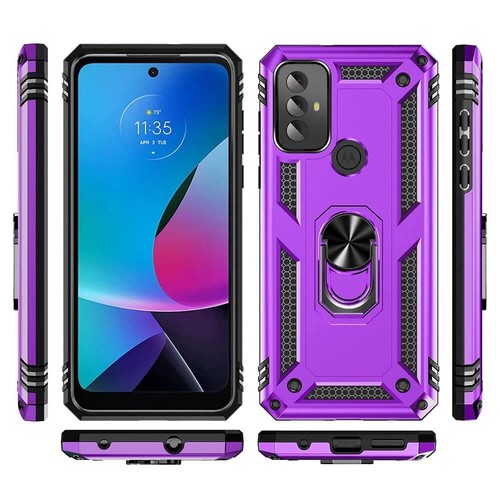 For Motorola Moto G Play 2023 Ring Case Magnetic Metal Kickstand +Tempered Glass - 第 28/45 張圖片