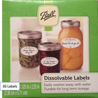 30 Ball Canning Jar Dissolvable Labels, No Packaging (30 Total Labels)