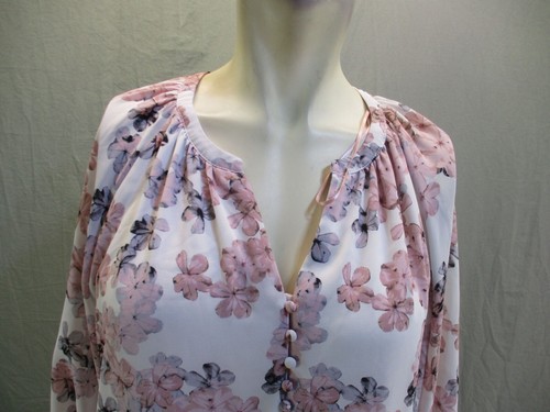 Katherine Barclay Size 6 Womens White&Floral 3/4 Sleeves V-Neck SwingDress 7W682 - Picture 2 of 9