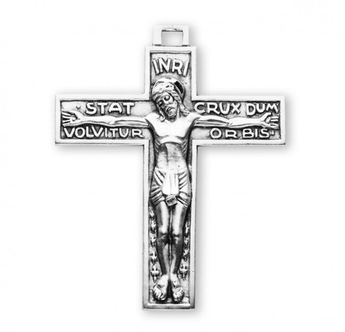 Cadena Stat Crux Dum Volvitur Orbis Crucifijo de Plata de Ley 1.5" + 24" S189924 - Imagen 2 de 3