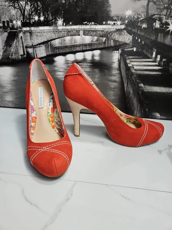 Zapatos sin cordones Lovely People de cuero naranja de 4,3" 7,5 M Foto 2 de 4