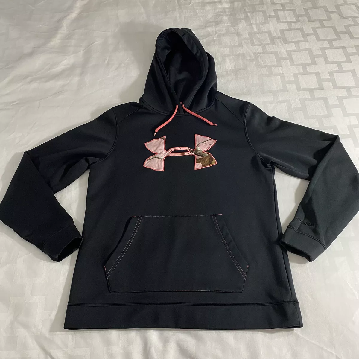 Black and pink camo under armour hoodie discount