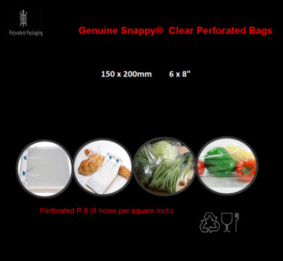 Mikroperforierte transparente Bäckerei Brotbeutel 150 x 200 mm gefickt in 250 Lebensmitteln
