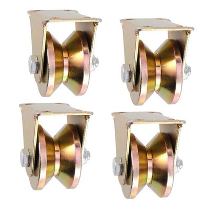 4Pcs 2 Inch V Groove Wheel Sliding Gate Bracket Roller Heavy Duty Caster Wheels
