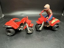 2 Tootsie Toy 1980s  Honda 300  ATV 3 Wheeler  Vintage Red