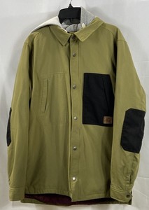 Vans Men's Mountain Edition Hooded Jacket Olive Green Colorblock Quilted Sz L