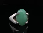 Vintage Handmade Sterling Silver Claw Set Chrysoprase ’P' Ring