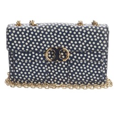 Schultertasche Tory Burch Blau Weiß