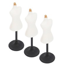 3Pcs Mini Mannequin Dress Form White Resin Display Stand for Doll Clothes