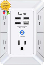 5 Outlet Extender Multi Plug Wall Outlets with 4 USB Charging Ports