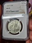 1943-D WALKING LIBERTY SILVER HALF DOLLAR  NGC MS 65 - BEAUTIFUL