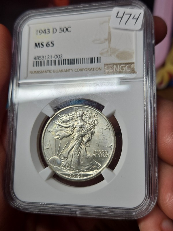 1943-D WALKING LIBERTY SILVER HALF DOLLAR  NGC MS 65 - BEAUTIFUL