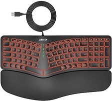 Ergonomic USB Wired Keyboard with Cushioned Wrist  Palm Rest, Backlit 7