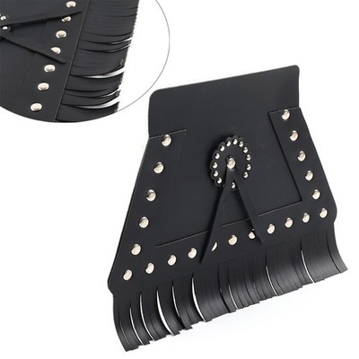 PU Leather Rear Fender Mud Flap Mudguard Cover with Fringe Black For Harley