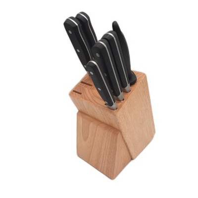 Amazon Basics Premium Messerblock 7 Stück Schwarz ohne Brotmesser Schälmesser