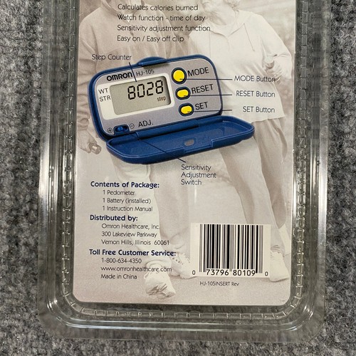 Omron Digital Pedometer HJ-105 Counts Steps Calories Fat Burned Fitness Sealed - Picture 6 of 6