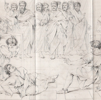 THE DEATH OF ANANIAS Engr. by Swaine after Raphael 1808 Antique Copper Engraving